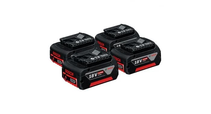 Bosch Blauw Accessoires 1600A002U5QUARTET Accu GBA 18 Volt 5,0 Ah M-C Professional 4-Pack