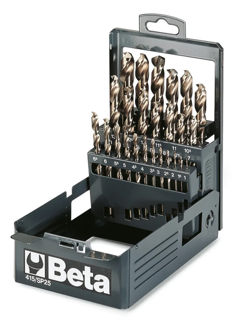 Beta 004150431 415/SP49 Set spiraalboren, korte uitvoering HSS-CO 8% volledig geslepen (art. 415) in kistje