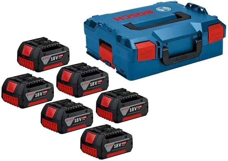 Bosch Blauw Accessoires 1600A02A2S Accu Set in L-Boxx - 6 x GBA 18V 4.0 Ah Accu 18 Volt 4,0 AH Li-ion