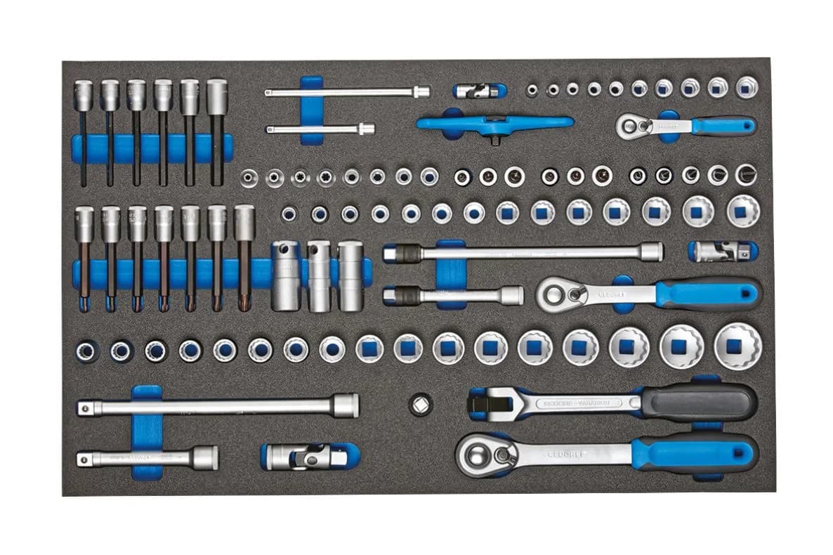 Gedore 2016257 2005 CT4-U-20 Dopsleutelset 89-Delig 1/2' - 1/4" - 3/8" 89-Delig