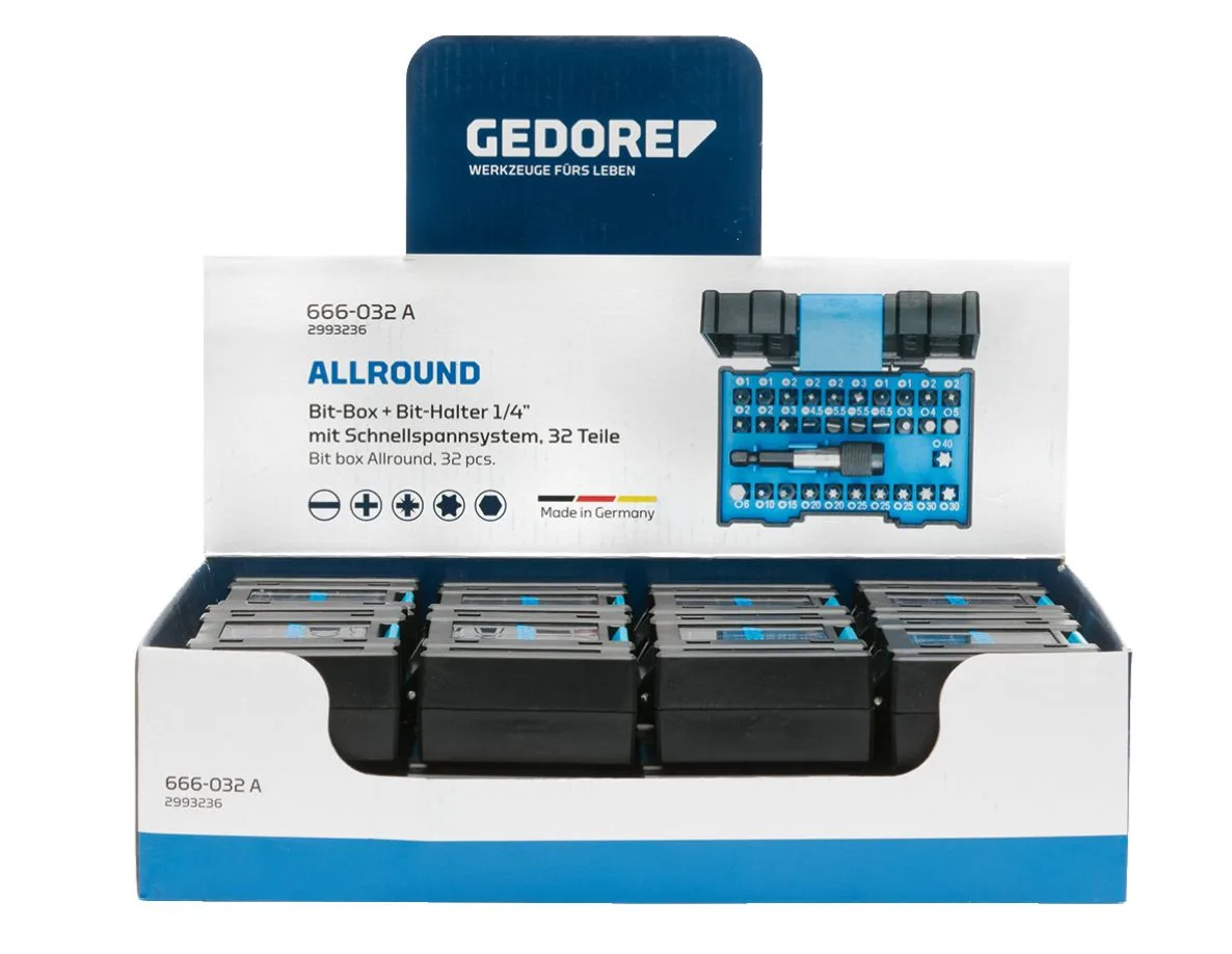 Gedore 3000052 VS 666-032-A Bitsortiment 1/4 display met 16 stuks