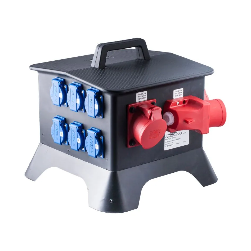 Keraf 104483 Volrubber verdeelkast 2 x 32A 5p 6 x schuko