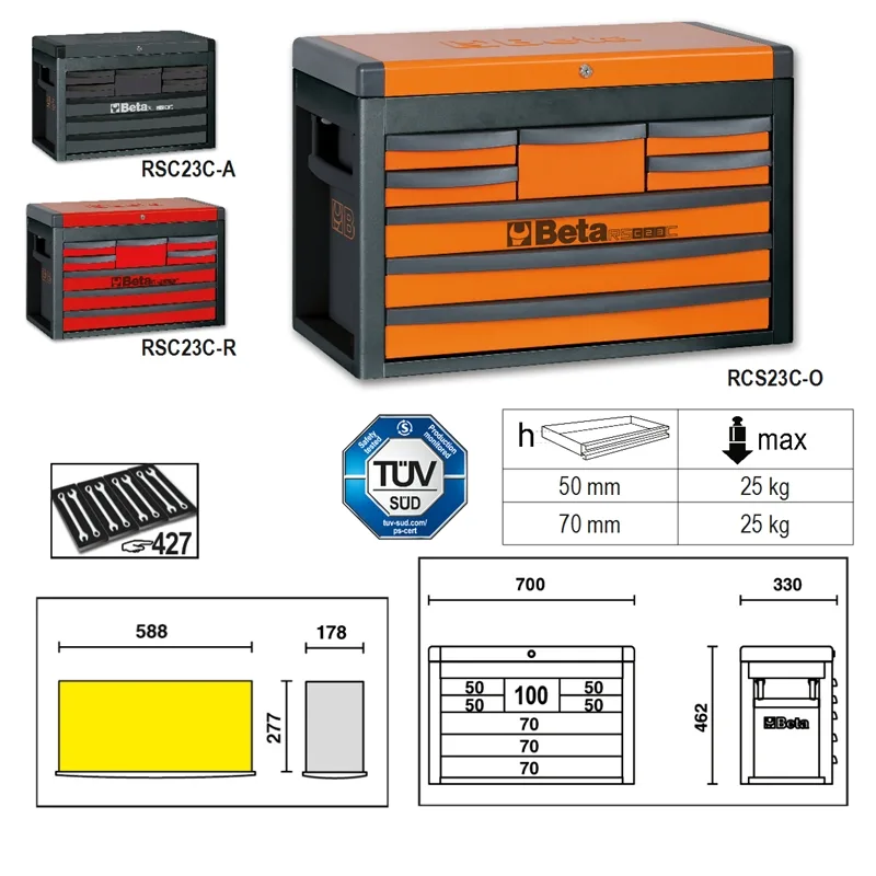 Beta 023003011 Rsc23C-O-Gereedschapskist Met 8 Lades