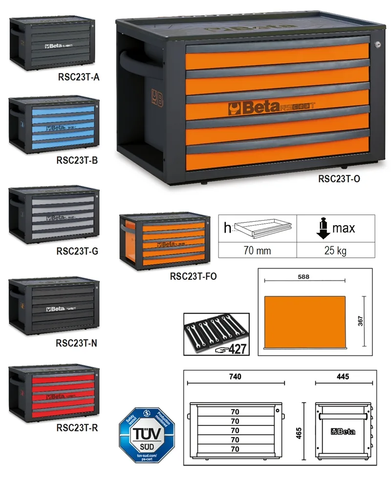 Beta 023003021 Rsc23T-O-Gereedschapskist Met 5 Laden