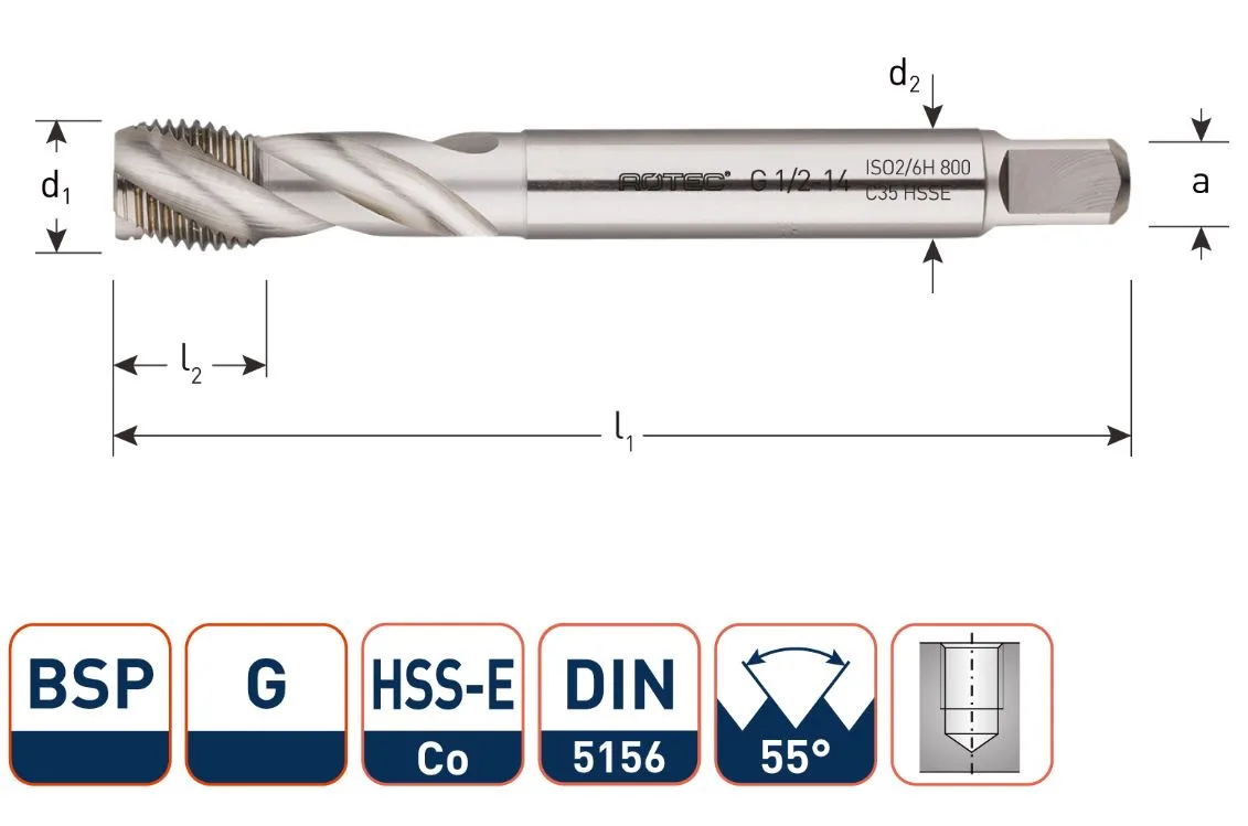 Rotec 341.2000C HSSE 800 M.Tap /35° BSP G 2-11